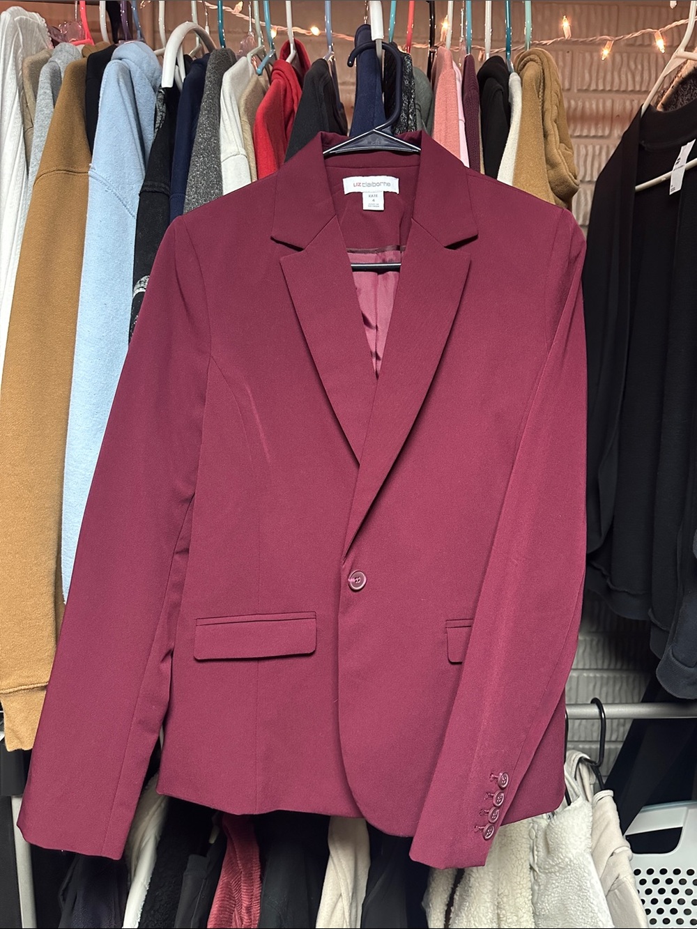 Liz Claiborne Maroon Single-Breasted Blazer